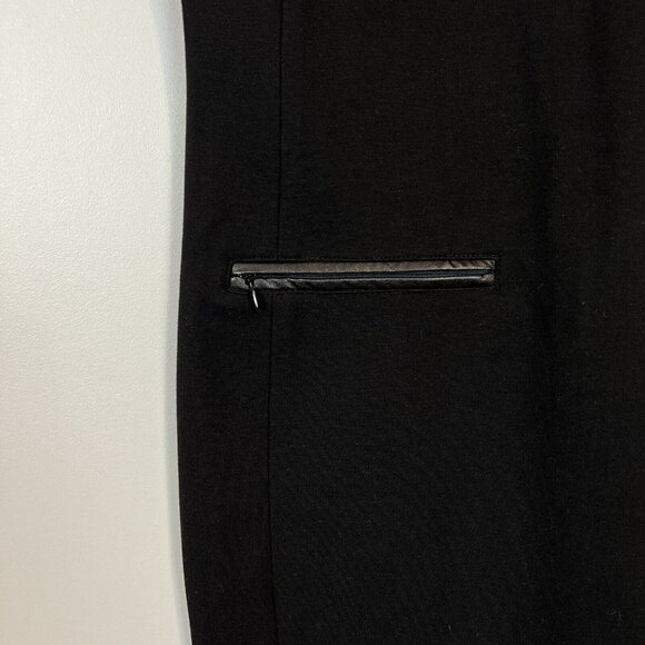 Talbots Black Sheath Dress Faux Leather Trim Pockets Size 6 NWT - Picture 4 of 6